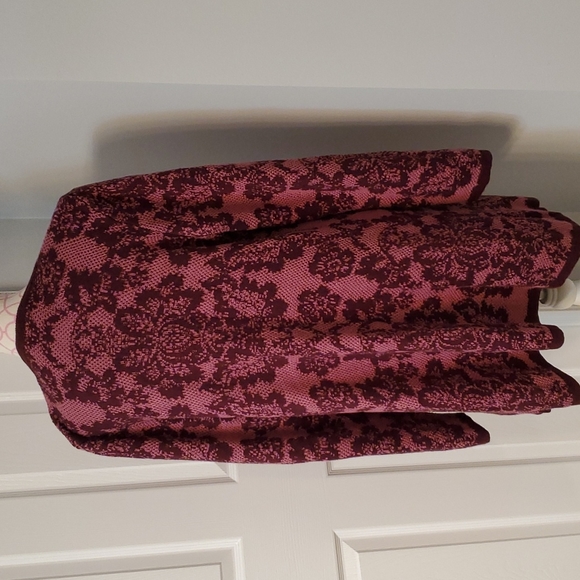 Isaac Mizrahi long oversized cardigan duster most burgundy pink size L - Picture 3 of 6